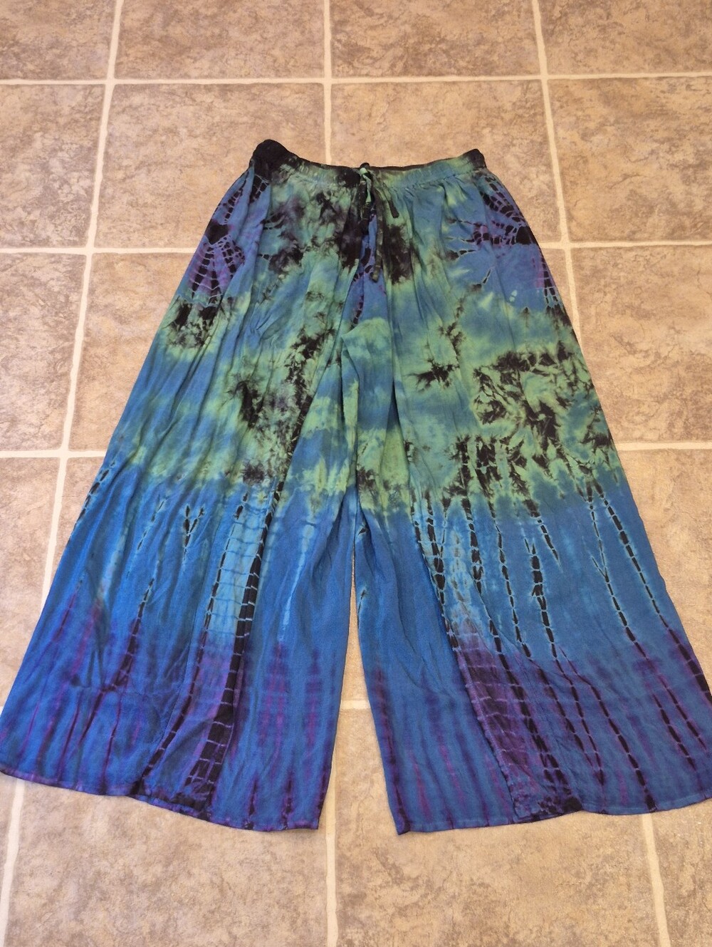 My Choice Tie-Dye Wide Leg Pants, One Size, Elastic Waist,